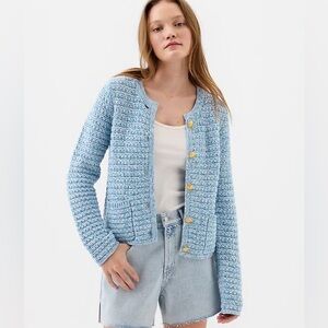 Gap Light Blue Knit Sweater Jacket, XS